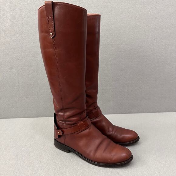 Tory Burch Derby Tall Leather Riding Boots in Antique Brown US 9M - Picture 2 of 15